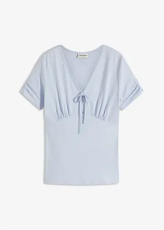 bonprix Figurbetonende Bluse mit sexy Raffung - blau - Damen