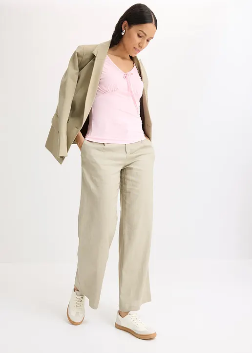 Bonprix Figurbetonende Bluse Mit Sexy Raffung - Rosa - Damen