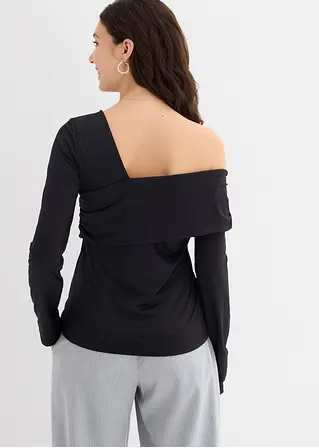 Bonprix Figurbetonendes Langarmshirt Mir Asymmetrischem Ausschnitt Und Raffungen