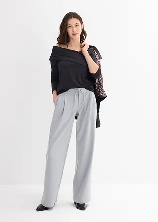 Bonprix Figurbetonendes Langarmshirt Mir Asymmetrischem Ausschnitt Und Raffungen