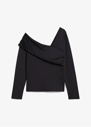 bonprix Figurbetonendes Langarmshirt mir asymmetrischem Ausschnitt und Raffungen