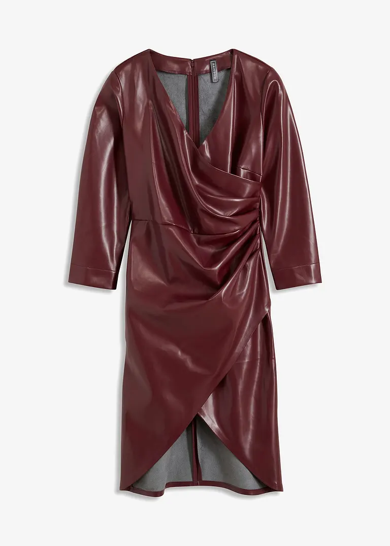 bonprix Figurbetonendes Lederimitat-Kleid mit Raffungen - rot