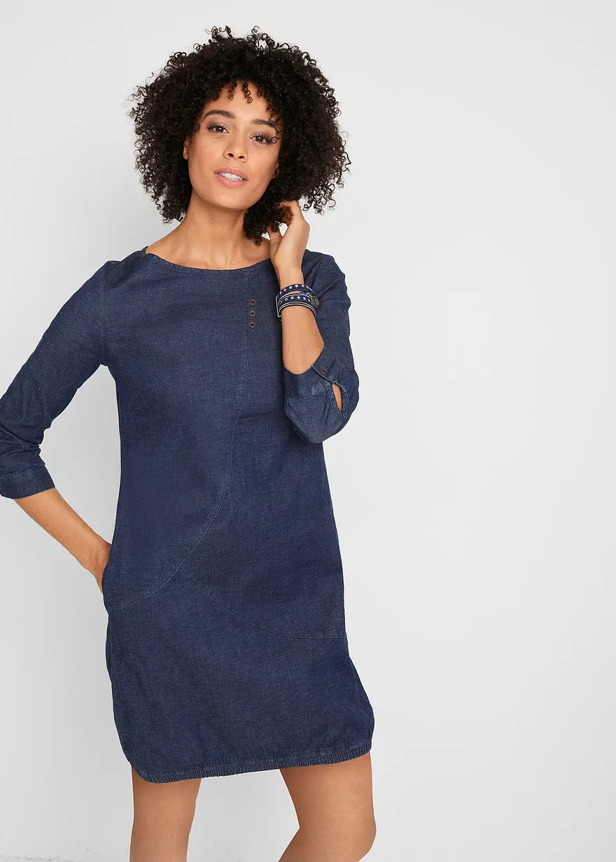 Bonprix Figurbetonendes Stretch-Jeanskleid - Blau - Damen