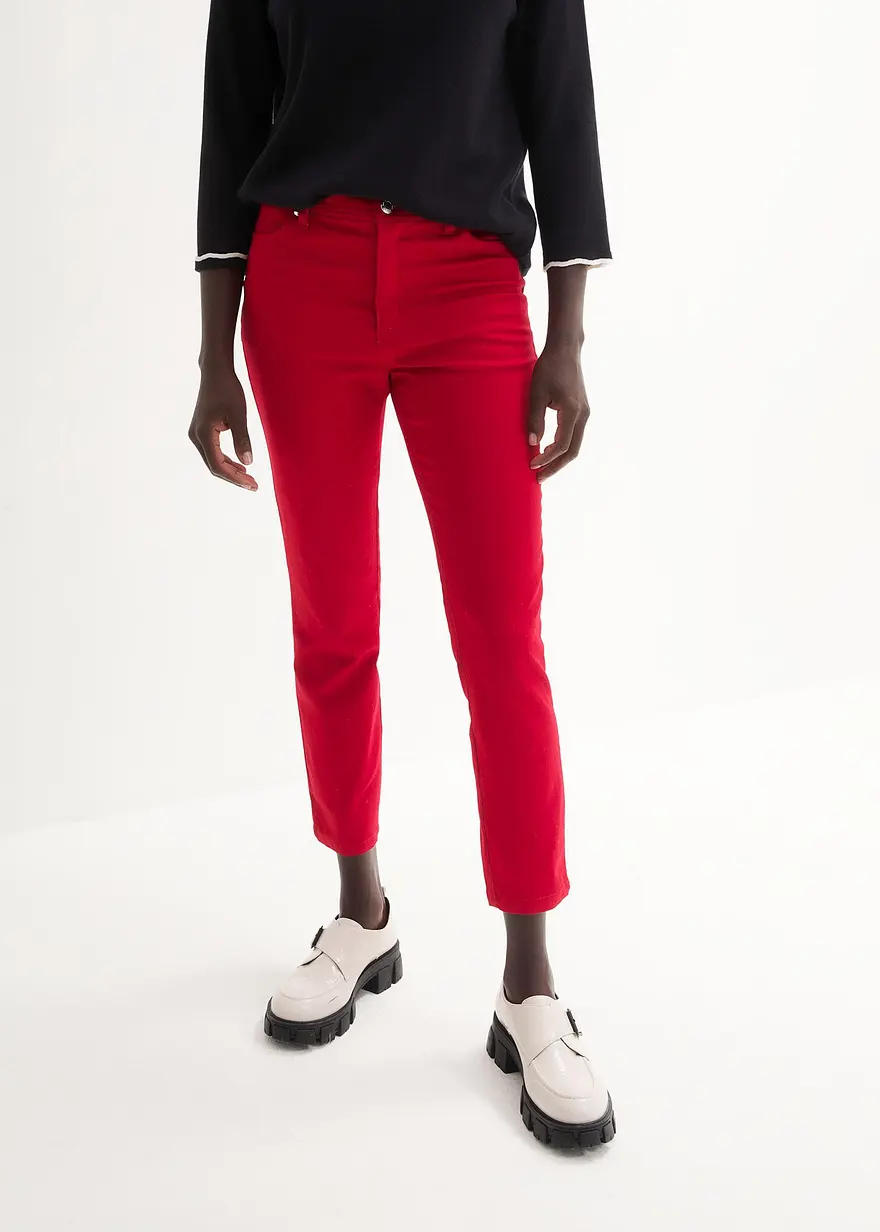 Bonprix Figurbetonte Stretchhose In 7/8-Länge - Rot - Damen