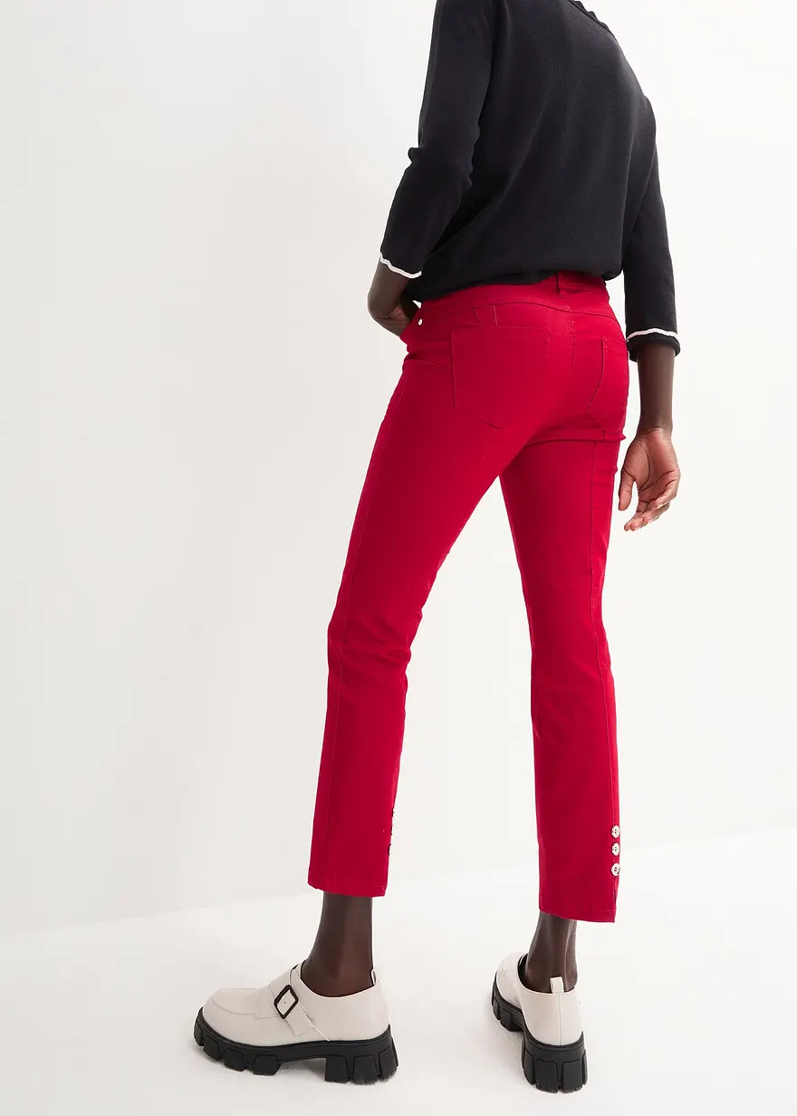 Bonprix Figurbetonte Stretchhose In 7/8-Länge - Rot - Damen