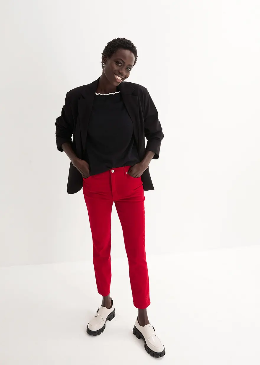 Bonprix Figurbetonte Stretchhose In 7/8-Länge - Rot - Damen