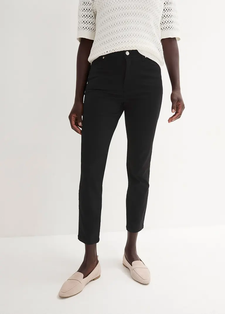 Bonprix Figurbetonte Stretchhose In 7/8-Länge - Schwarz - Damen
