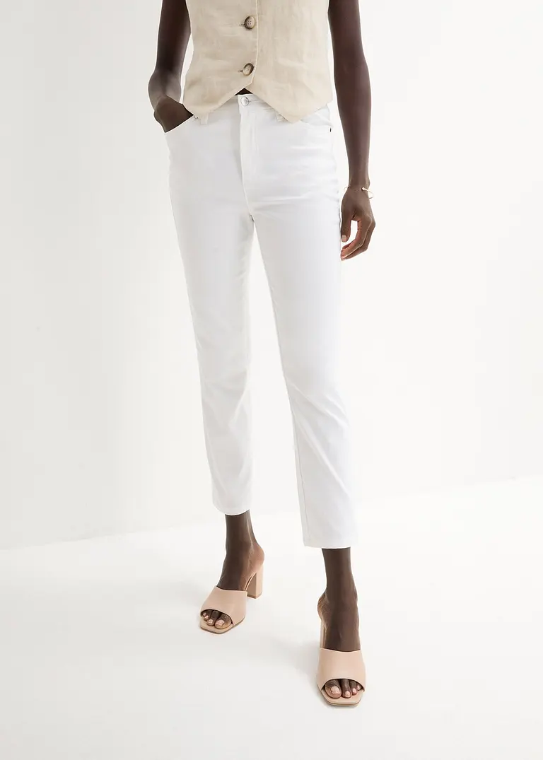 Bonprix Figurbetonte Stretchhose In 7/8-Länge - Weiß - Damen