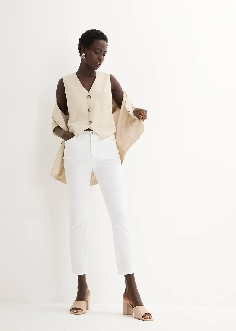 Bonprix Figurbetonte Stretchhose In 7/8-Länge - Weiß - Damen