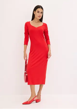 Bonprix Figurbetontes Kleid Mit Herzausschnitt - Rot - Damen