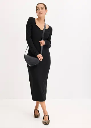 Bonprix Figurbetontes Kleid Mit Herzausschnitt - Schwarz