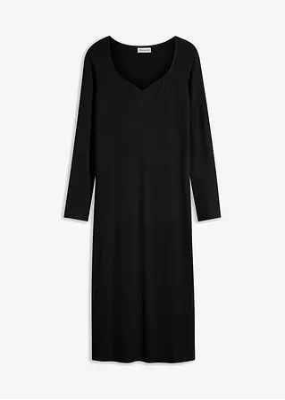 bonprix Figurbetontes Kleid mit Herzausschnitt - schwarz