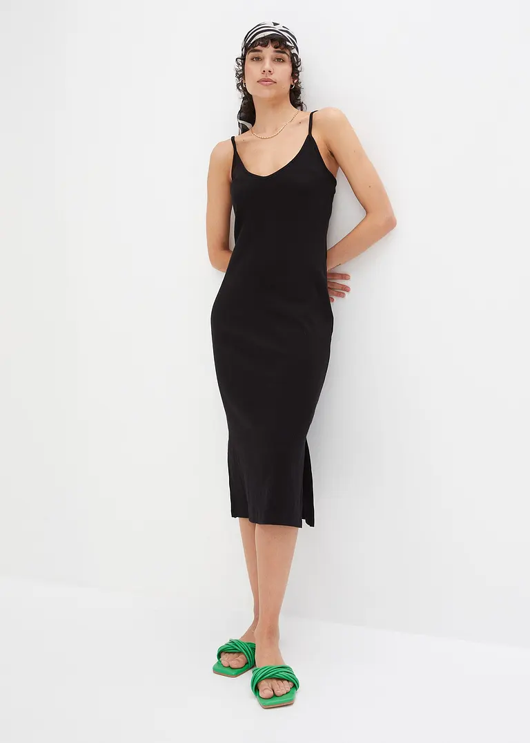 Bonprix Figurbetontes Ripp-Kleid In Modischer Midi-Länge Und Angesagter Sommer-Farbe