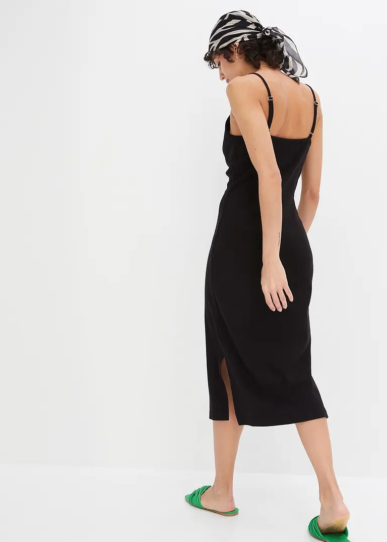 Bonprix Figurbetontes Ripp-Kleid In Modischer Midi-Länge Und Angesagter Sommer-Farbe