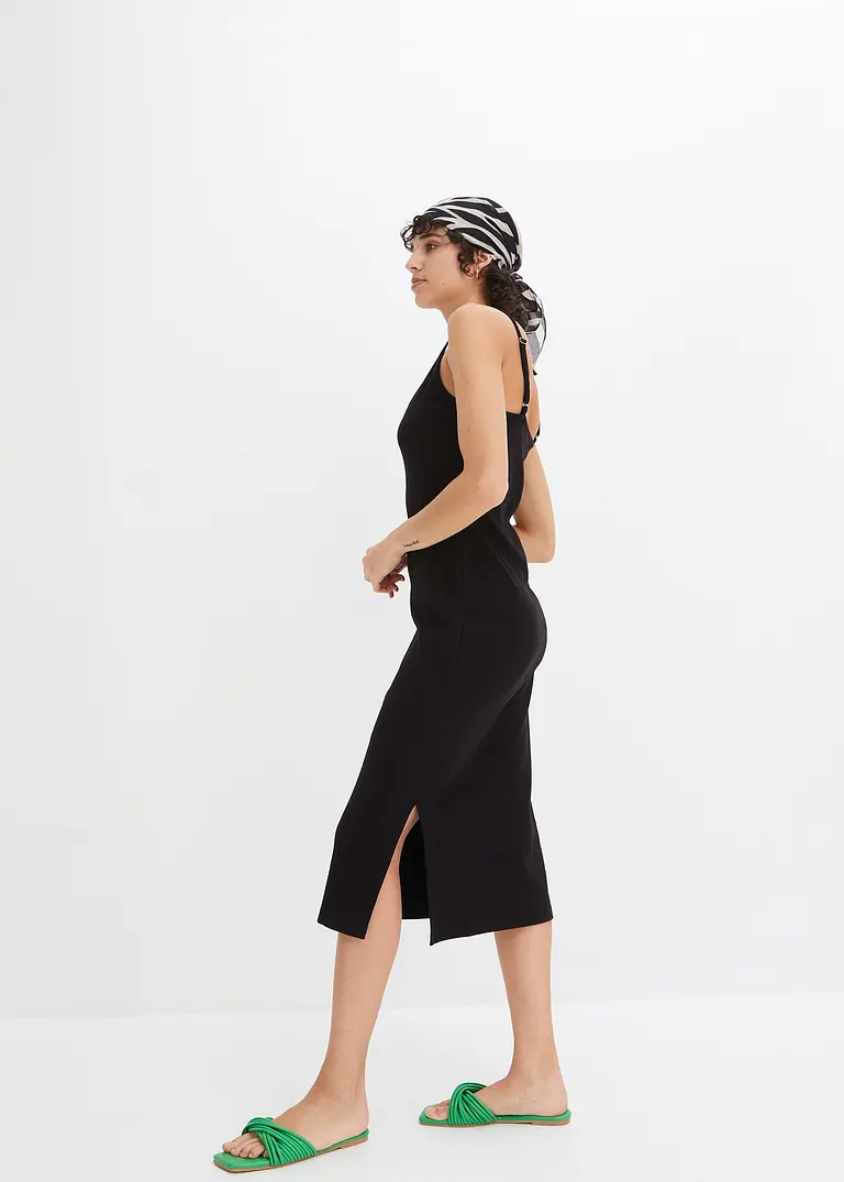 Bonprix Figurbetontes Ripp-Kleid In Modischer Midi-Länge Und Angesagter Sommer-Farbe