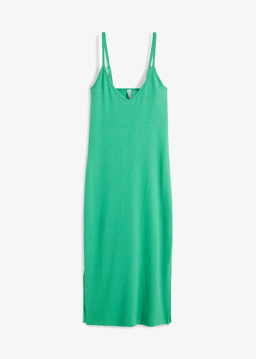 bonprix Figurbetontes Ripp-Kleid in modischer Midi-Länge und angesagter Sommer-Farbe
