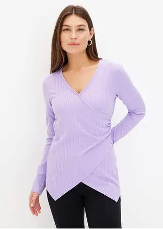 Bonprix Figurbetontes Shirt In Wickeloptik - Lila - Damen