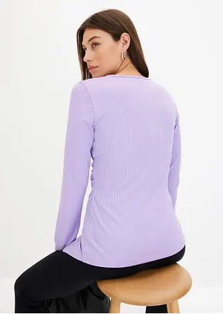 Bonprix Figurbetontes Shirt In Wickeloptik - Lila - Damen