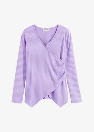 bonprix Figurbetontes Shirt in Wickeloptik - lila - Damen