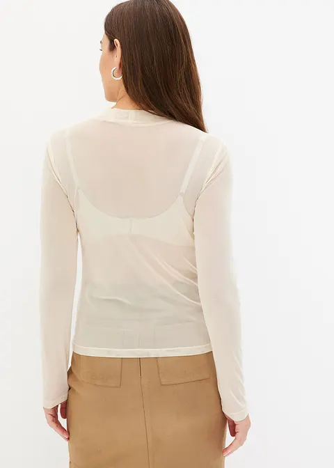 Bonprix Figurbetontes Shirt Mit Raffung - Beige - Damen