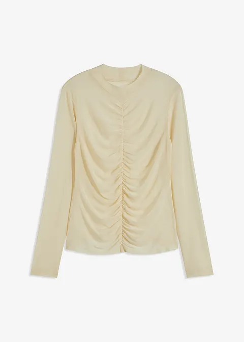 bonprix Figurbetontes Shirt mit Raffung - beige - Damen