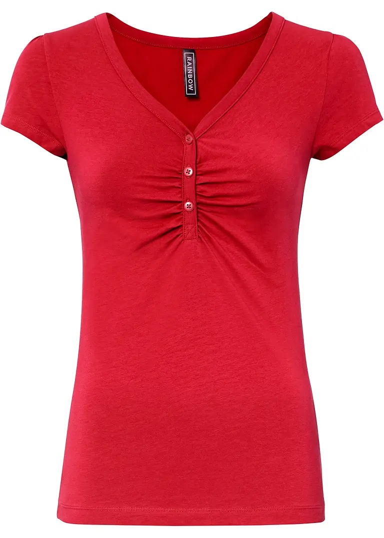 bonprix Figurbetontes Shirt mit V-Ausschnitt - rot - Damen