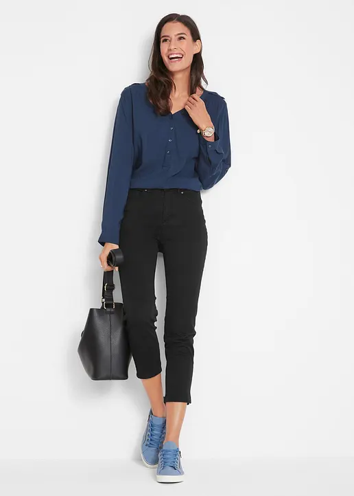 Bonprix Figurformende Stretchjeans Mit Push-up-Effekt Und Seitlichem Schlitz