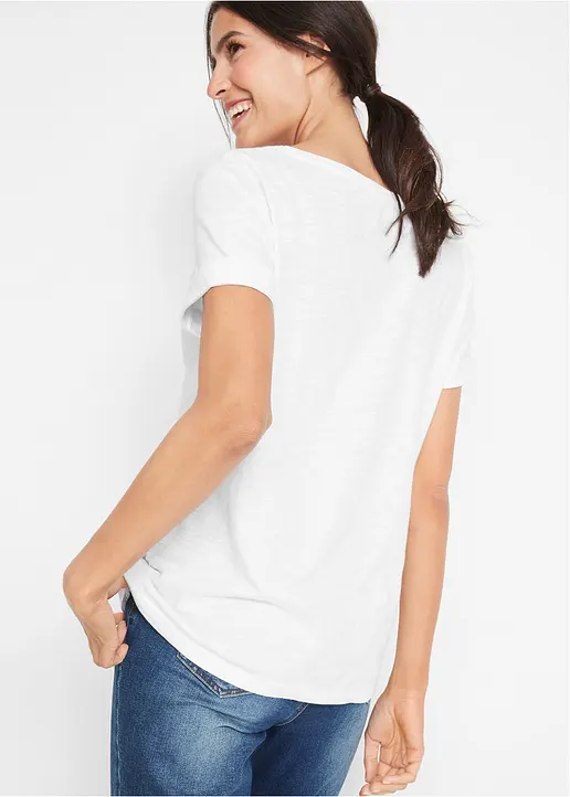 Bonprix Figurgünstiges Baumwoll Flammgarn T-Shirt Mit Dekorativer Brusttasche