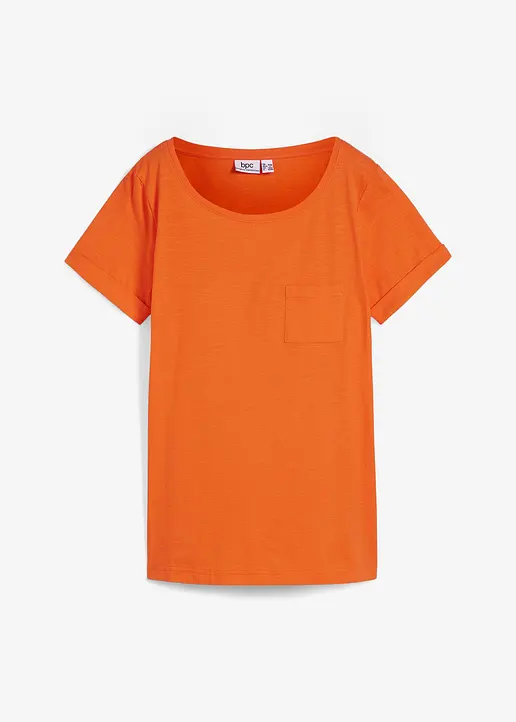 bonprix Figurgünstiges Baumwoll Flammgarn T-Shirt mit dekorativer Brusttasche