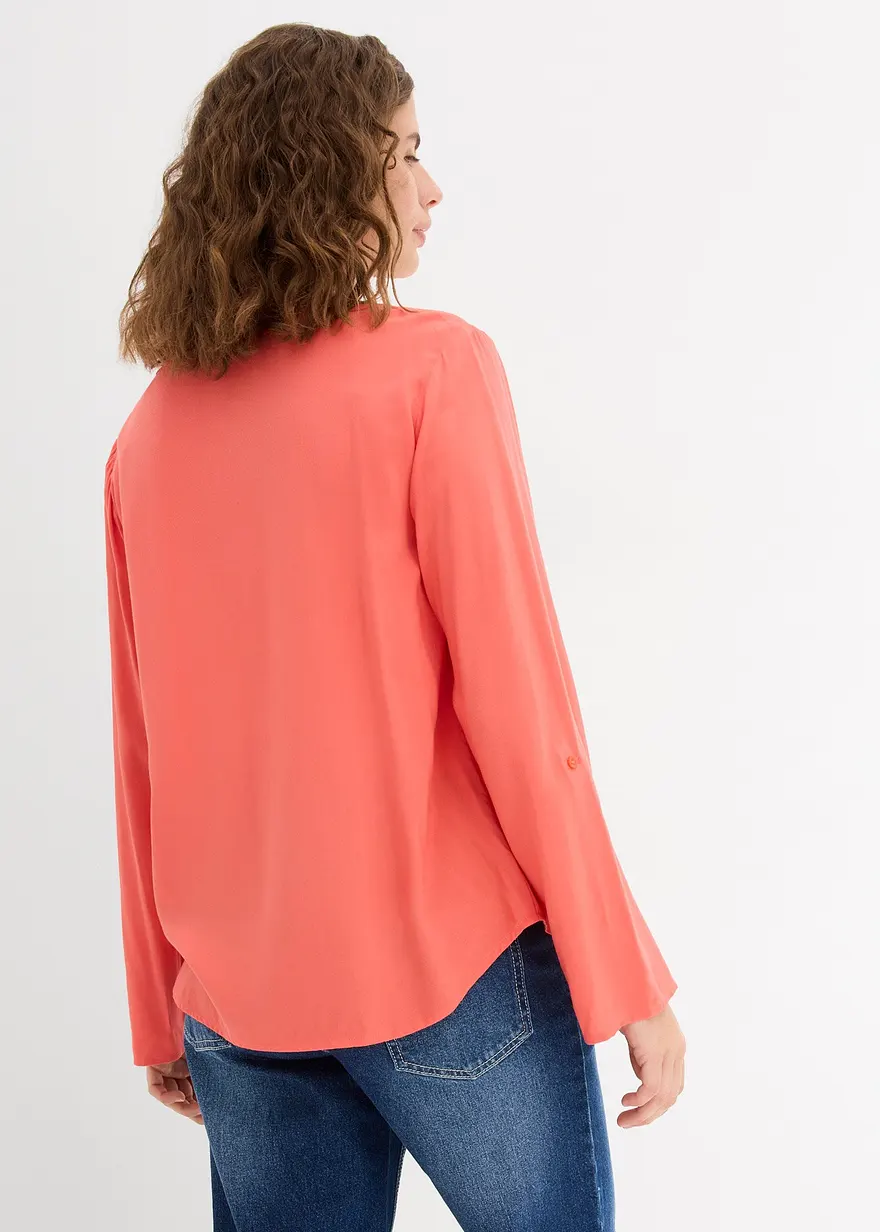 Bonprix Figurschmeichelnde Bluse Mit Ärmeln Zum Krempeln - Pink