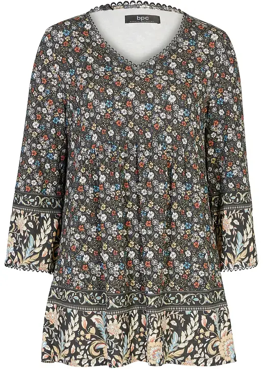 bonprix Figurschmeichelnde Shirt-Tunika mit modischem Druck. Jedes Teil ein Unikat