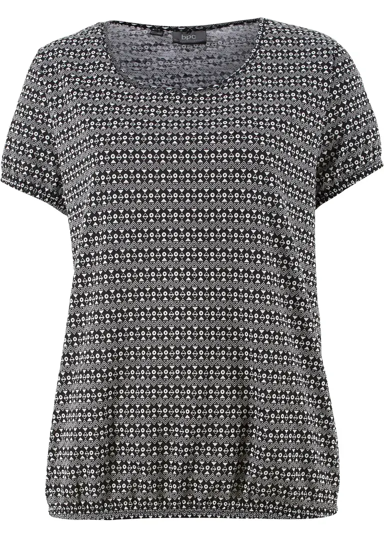 bonprix Figurschmeichelndes Baumwollshirt mit kurzen Ärmeln und elastischen Bündchen