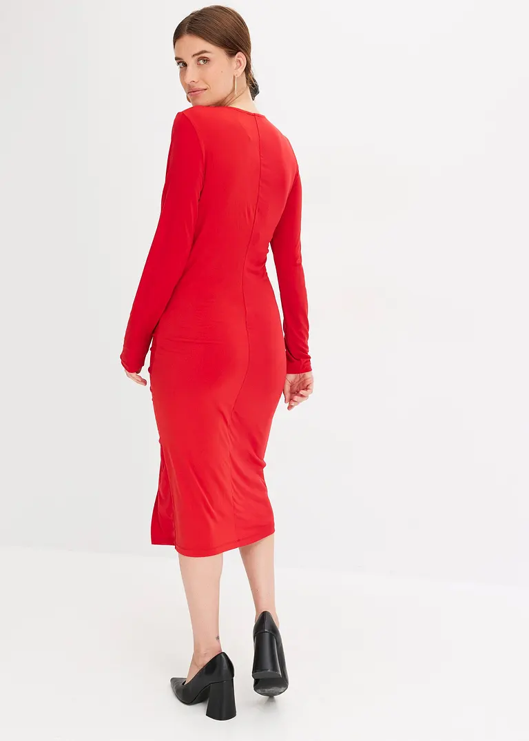 Bonprix Figurschmeichelndes Kleid Mit Asymmetrischem Ausschnitt - Rot