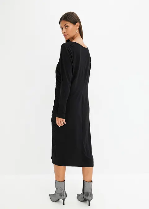 Bonprix Figurschmeichelndes Kleid Mit Asymmetrischem Ausschnitt - Schwarz