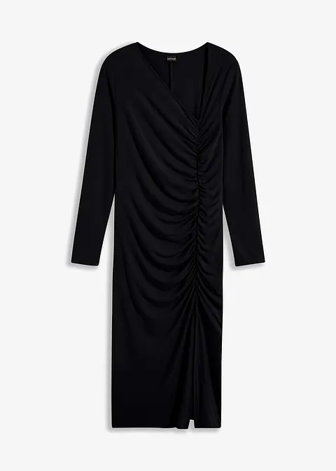 bonprix Figurschmeichelndes Kleid mit asymmetrischem Ausschnitt - schwarz