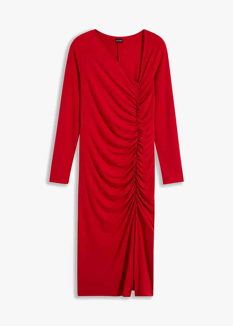 bonprix Figurschmeichelndes Kleid mit asymmetrischem Ausschnitt - rot
