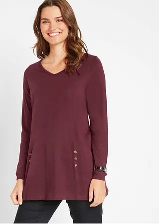 Bonprix Figurschmeichelndes Longshirt In A-Linie Mit Dekorativen Knöpfen
