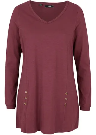 bonprix Figurschmeichelndes Longshirt in A-Linie mit dekorativen Knöpfen