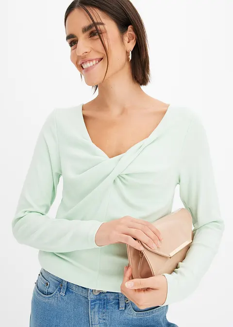 Bonprix Figurschmeichelndes Shirt Mit Twist - Grün - Damen