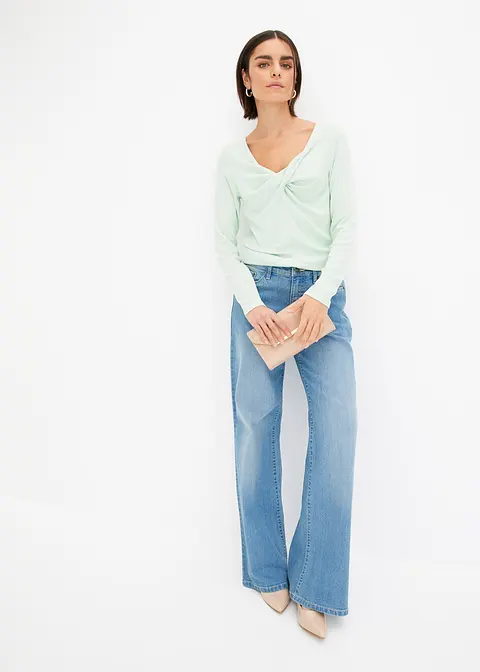Bonprix Figurschmeichelndes Shirt Mit Twist - Grün - Damen