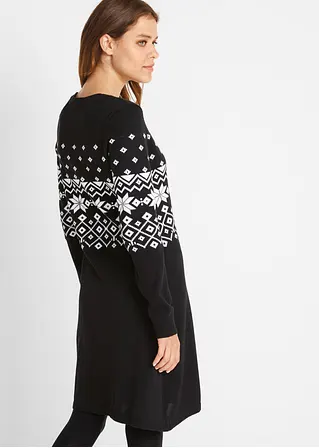 Bonprix Figurschmeichelndes Stickkleid Mit Norwegermuster Und Ausgestelltem Rock