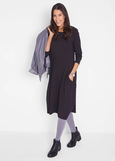 Bonprix Figurumschmeichelndes Langarm-Shirt-Kleid In Lässiger A-Linie