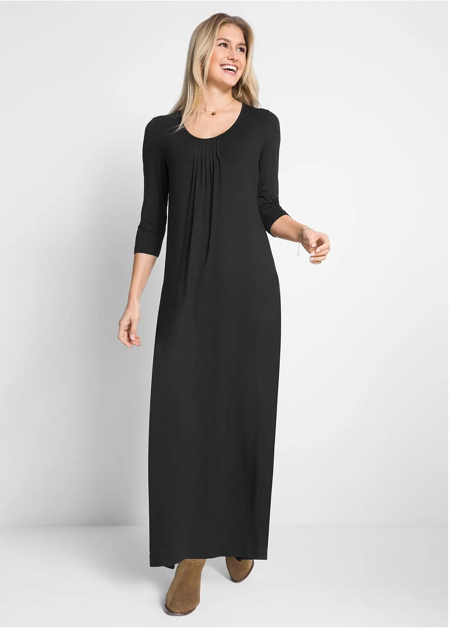 Bonprix Figurumschmeichelndes Maxikleid In A-Linie Mit Rundhalsausschnitt