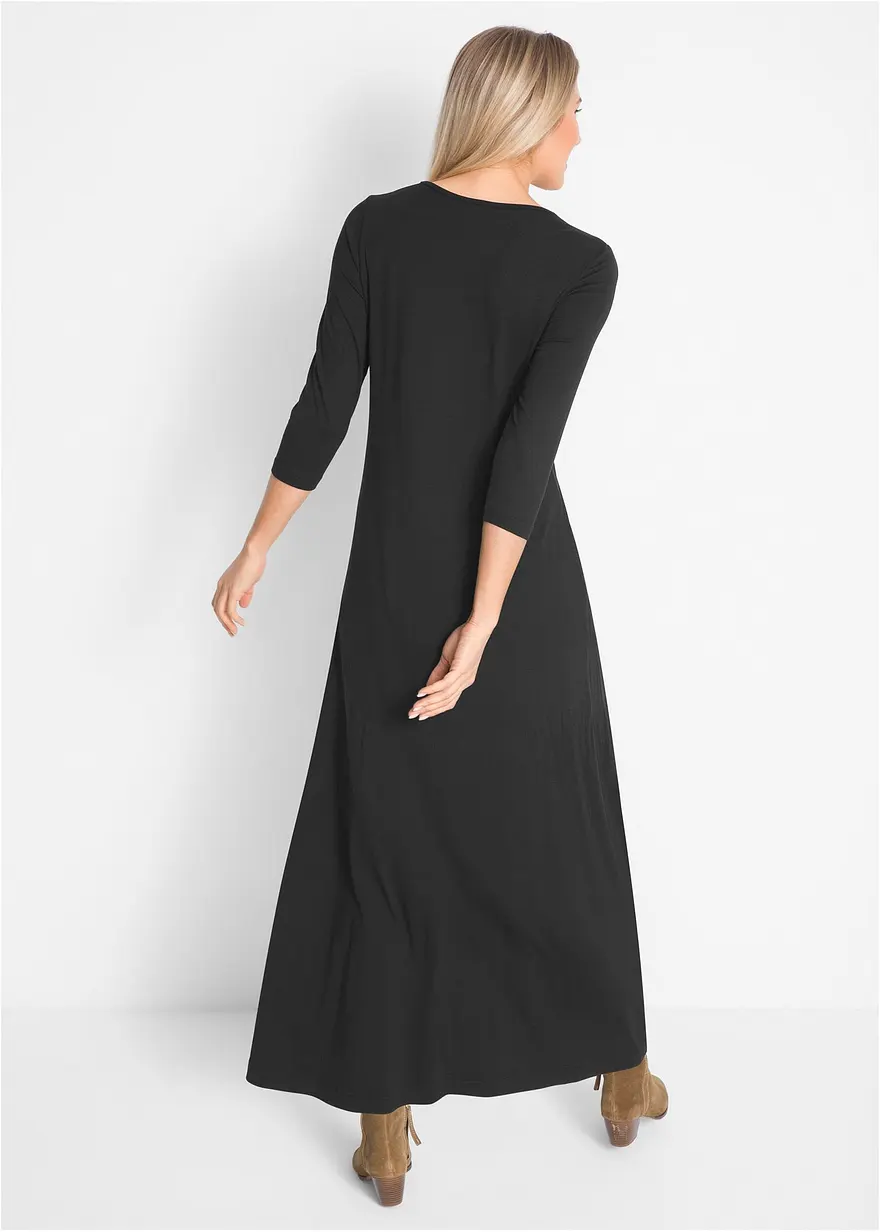 Bonprix Figurumschmeichelndes Maxikleid In A-Linie Mit Rundhalsausschnitt