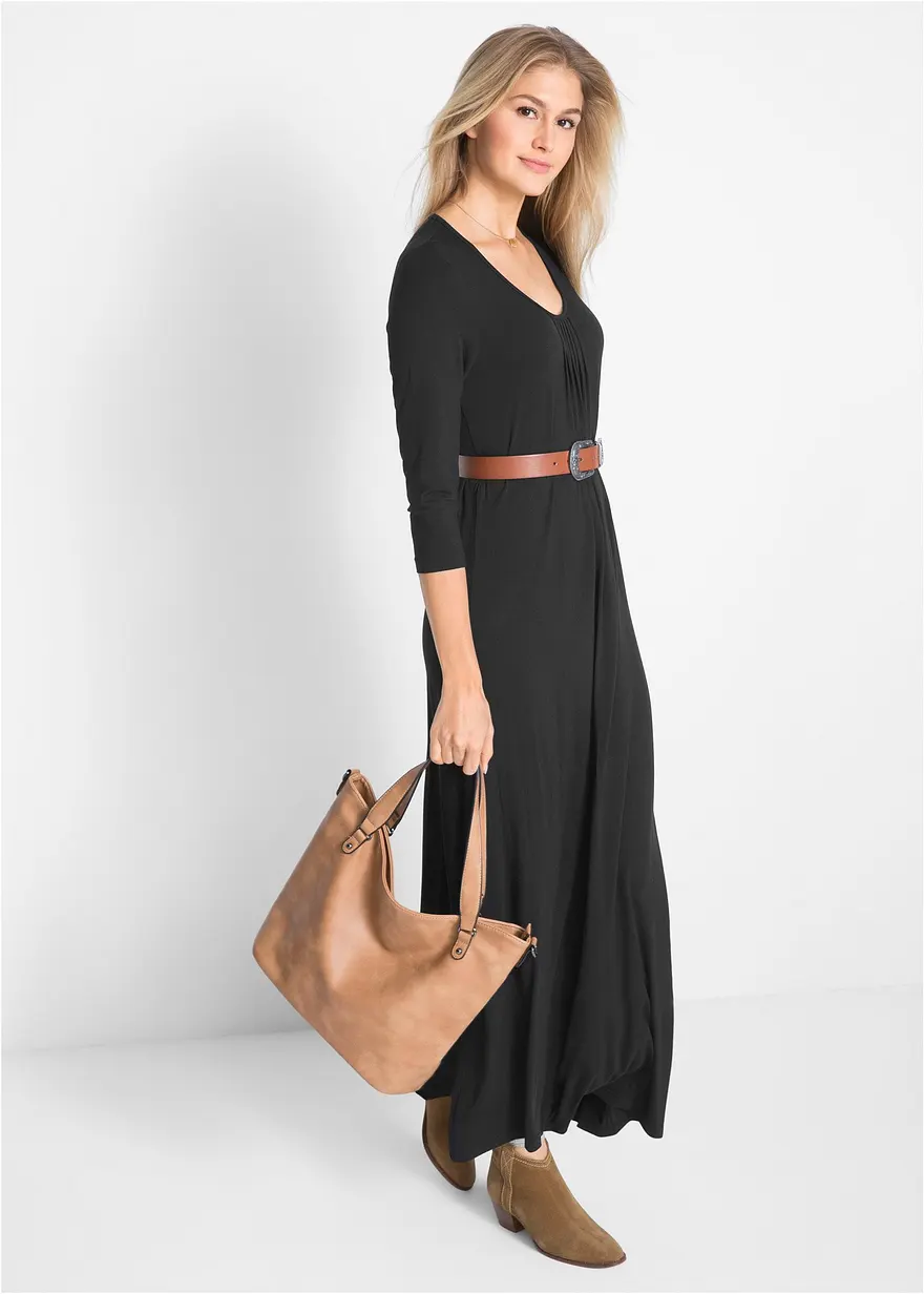 Bonprix Figurumschmeichelndes Maxikleid In A-Linie Mit Rundhalsausschnitt