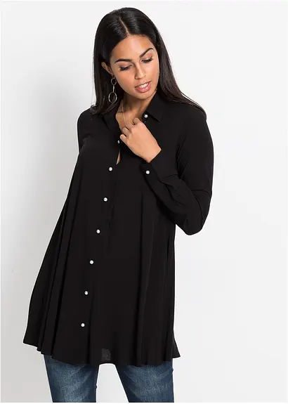 Bonprix Figurumspielende Bluse In Long-Form Mit Perlenverzierungen