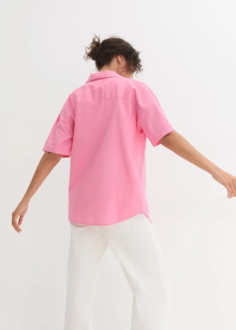 Bonprix Figurumspielende Bluse Mit Knöpfen Im Oversized-Look - Rosa