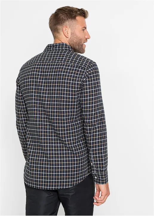 Bonprix Flanell-Hemd Im Angesagten Karomuster. - Grau - Herren