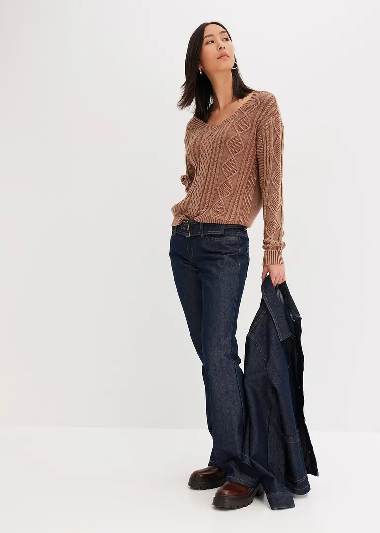 Bonprix Flared Jeans Mit Niedrigem Bund - Dunkelblau Denim