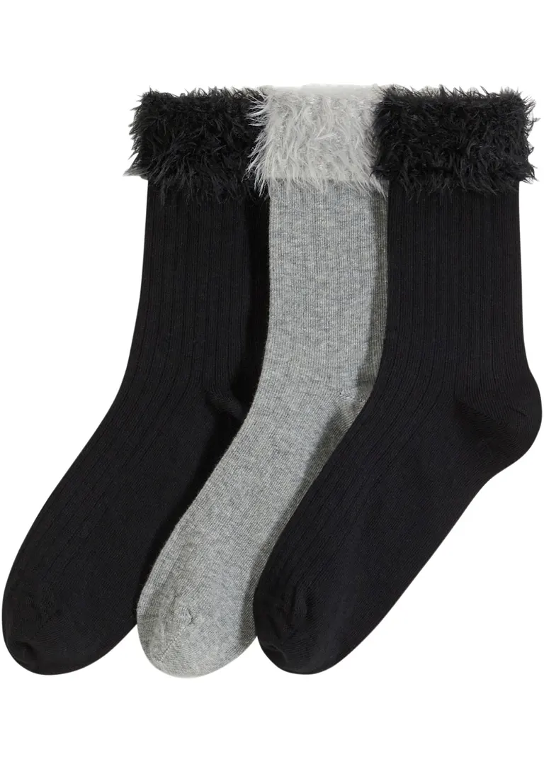 bonprix Flauschige Socken mit Rippstruktur und Umschlagbündchen